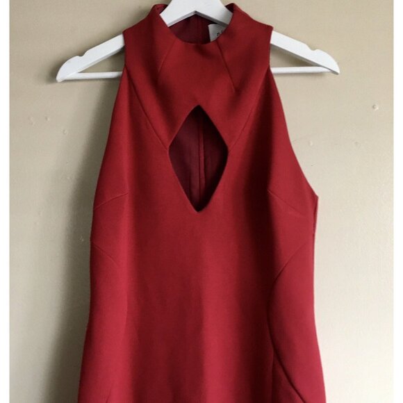 N/Nicholas Ponti Diamond Cut-Out Sleeveless Scuba Midi Cocktail Dress Red Size 6 - Picture 5 of 10